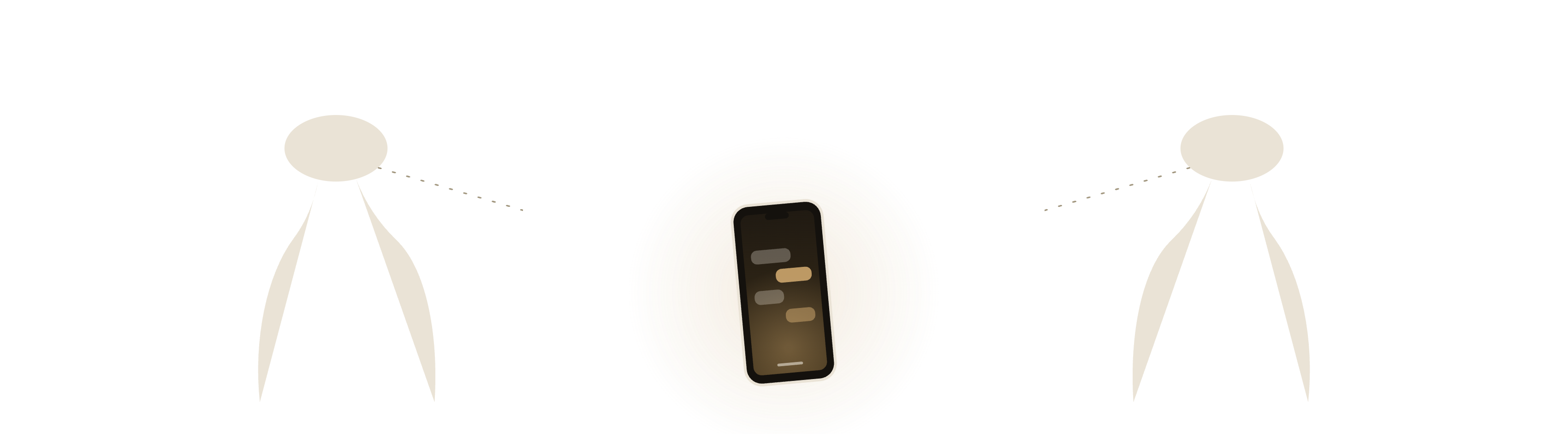 Two figures, a smartphone between them