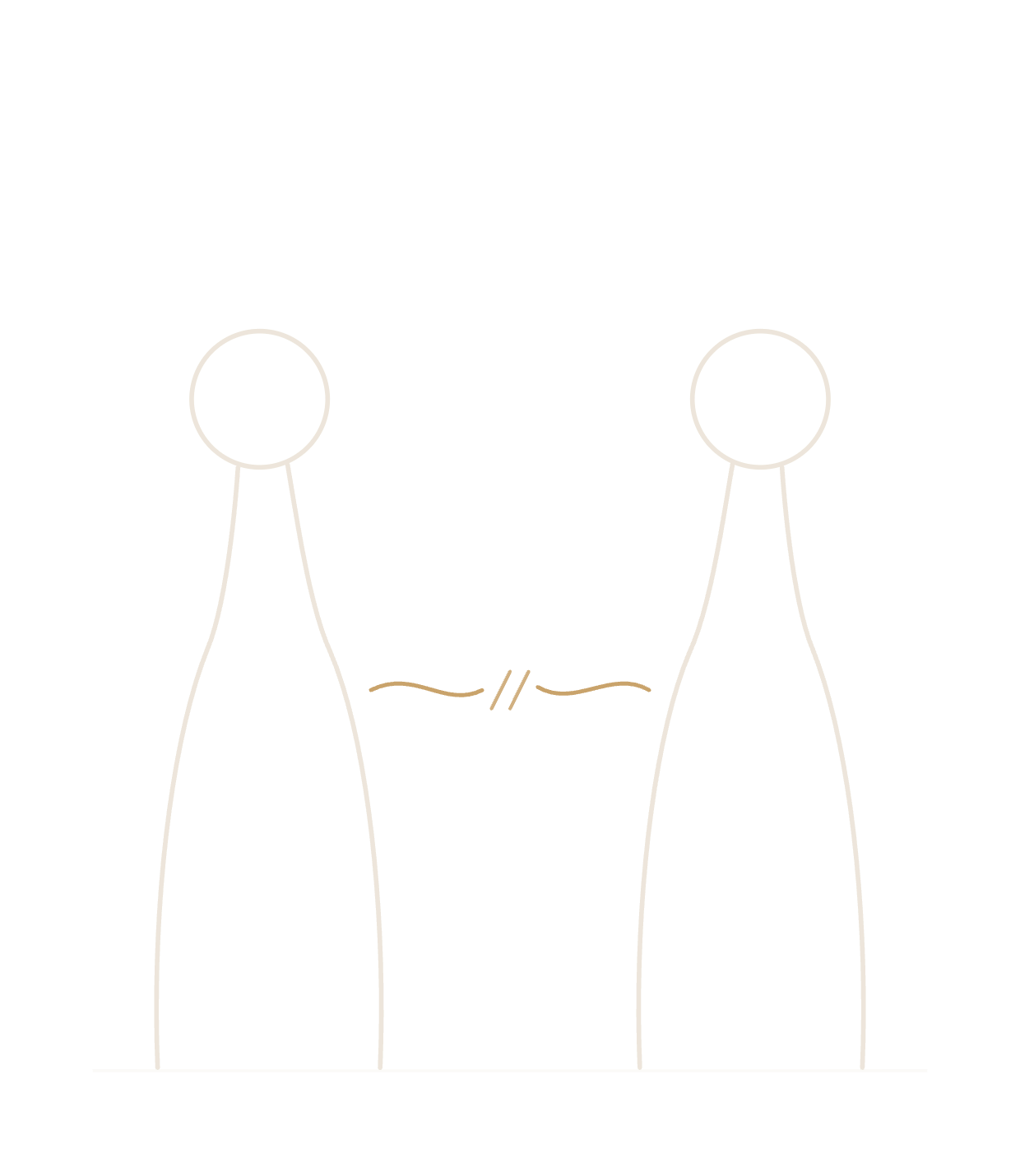 Two figures with a thread between them